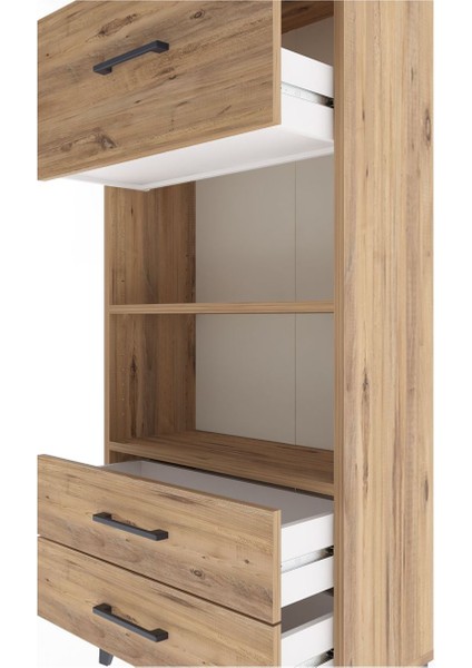 Arges Dolap 2 Raflı 3 Çekmeceli 60X30X134 Çam-Çam indirimleri