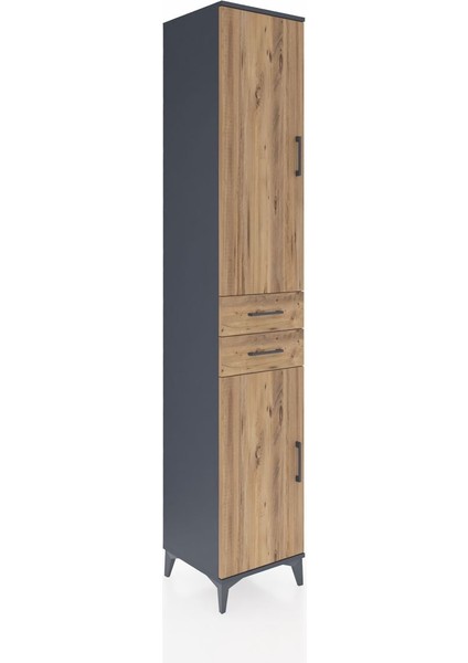Hyperion Dolap 4 Raflı 2 Çekmeceli Tek Askılı 44X44X243 Antrasit-Çam fiyatları