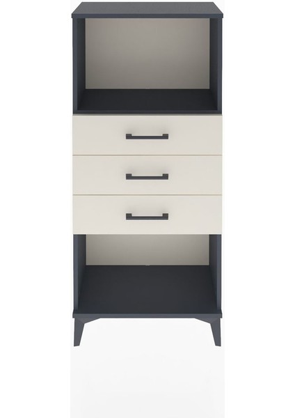 Arges Dolap Tek Raflı 3 Çekmeceli 60X30X134 Antrasit-Aytaşı
