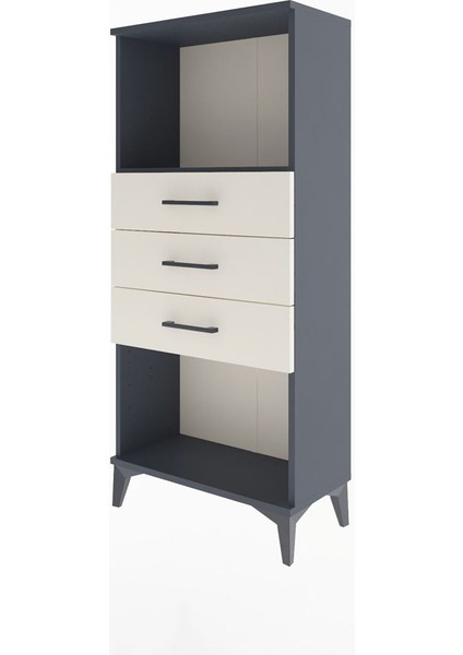 Arges Dolap Tek Raflı 3 Çekmeceli 60X30X134 Antrasit-Aytaşı modelleri