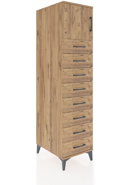 Kronos Dolap Tek Raflı 8 Çekmeceli Tek Kapaklı 44X59X182 Çam-Çam fiyatları