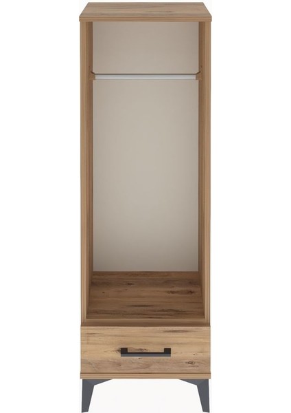 Arges Dolap Tek Raflı Tek Çekmeceli Tek Askılı 44X30X134 Çam-Çam