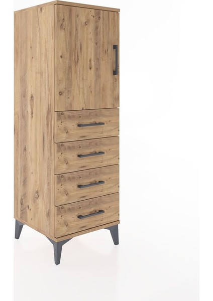 Hyperion Dolap 2 Raflı 4 Çekmeceli Tek Kapaklı 44X44X134 Çam-Çam fiyatları