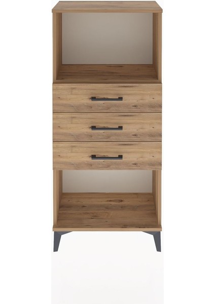 Arges Dolap Tek Raflı 3 Çekmeceli 60X30X134 Çam-Çam