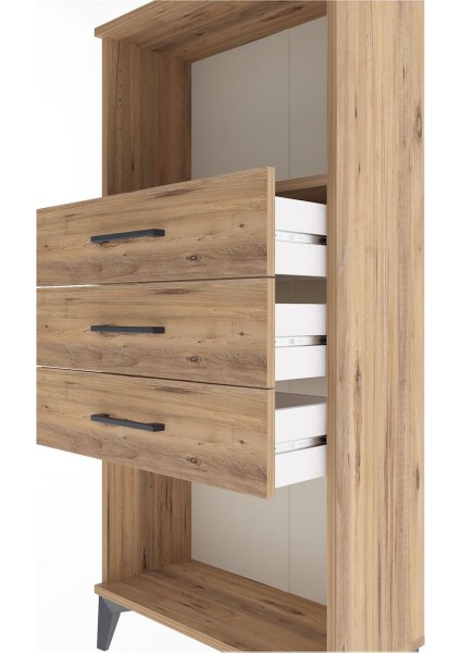 Arges Dolap Tek Raflı 3 Çekmeceli 60X30X134 Çam-Çam indirimleri
