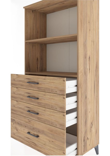 Hyperion Dolap 2 Raflı 4 Çekmeceli 88X44X182 Çam-Çam indirimleri