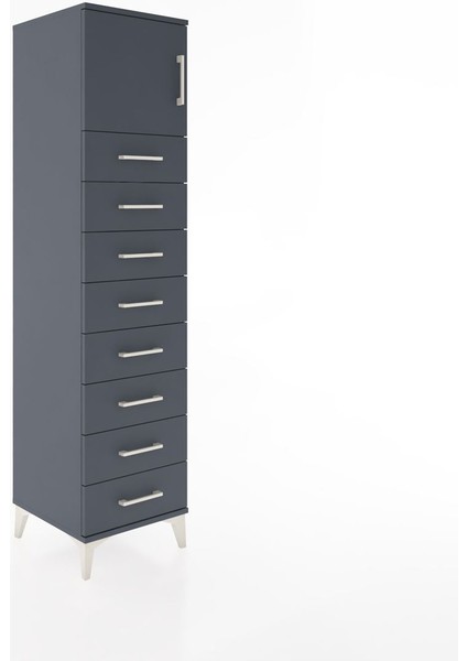 Hyperion Dolap Tek Raflı 8 Çekmeceli Tek Kapaklı 44X44X182 Antrasit-Antrasit fiyatları