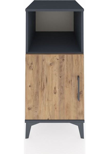 Kronos Komodin 2 Raflı Tek Kapaklı 44X59X96 Antrasit-Çam