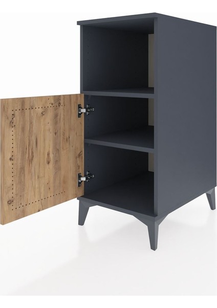 Kronos Komodin 2 Raflı Tek Kapaklı 44X59X96 Antrasit-Çam fırsatları