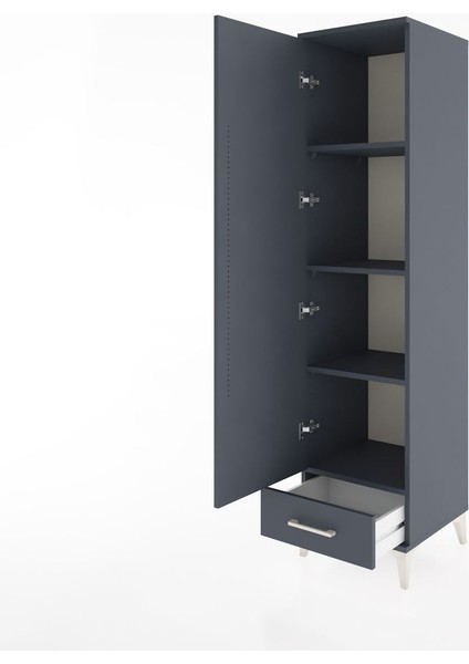 Hyperion Dolap 4 Raflı Tek Çekmeceli Tek Kapaklı 44X44X182 Antrasit-Antrasit fırsatları