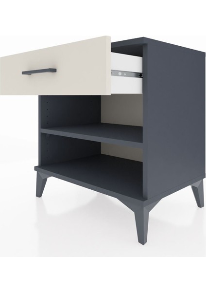 Hyperion Komodin Tek Raflı Tek Çekmeceli 60X44X64 Antrasit-Aytaşı indirimleri
