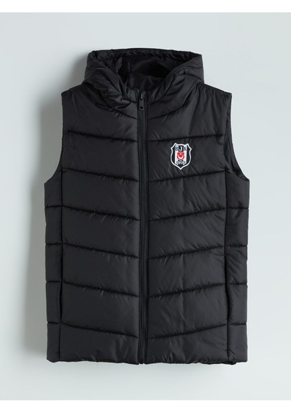 Yeni Sezon Kapüşonlu Beşiktaş Baskılı Erkek Çocuk Şişme Yelek