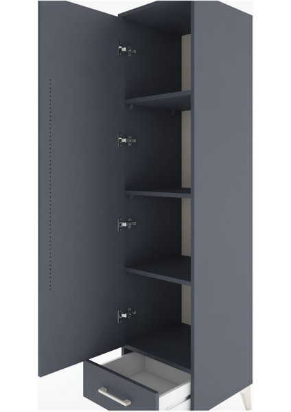 Hyperion Dolap 4 Raflı Tek Çekmeceli Tek Kapaklı 44X44X182 Antrasit-Antrasit indirimleri