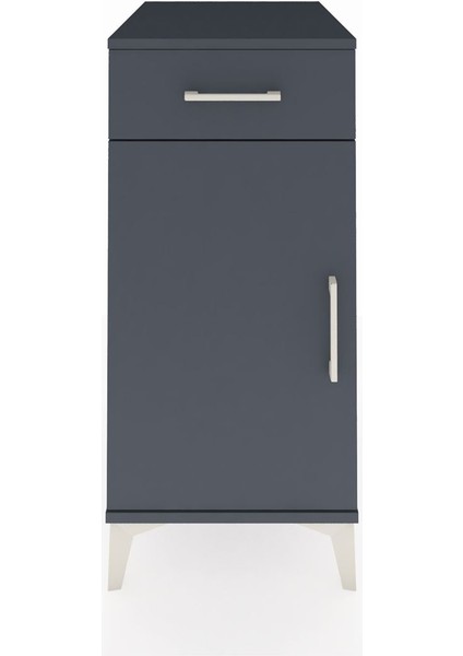 Kronos Komodin 2 Raflı Tek Çekmeceli Tek Kapaklı 44X59X96 Antrasit-Antrasit