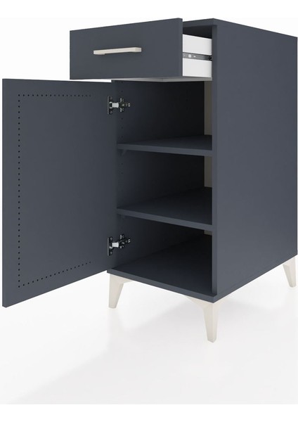 Kronos Komodin 2 Raflı Tek Çekmeceli Tek Kapaklı 44X59X96 Antrasit-Antrasit fırsatları