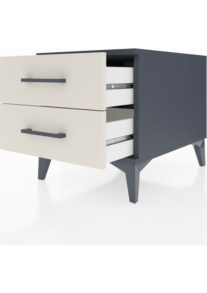 Kronos Komodin 2 Çekmeceli 44X59X48 Antrasit-Aytaşı fırsatları