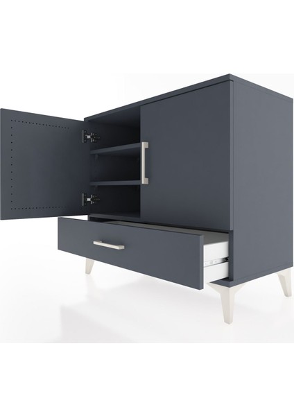 Hyperion Şifonyer 3 Raflı Tek Çekmeceli 2 Kapaklı 88X44X80 Antrasit-Antrasit indirimleri