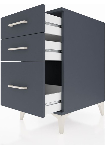 Kronos Komodin 3 Çekmeceli 44X59X80 Antrasit-Antrasit indirimleri