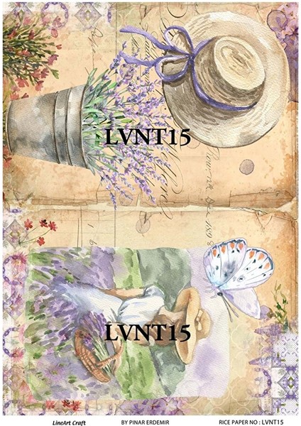 LVNT15 Lavanta, Çiçek, Mor Desenli Pirinç Dekopaj