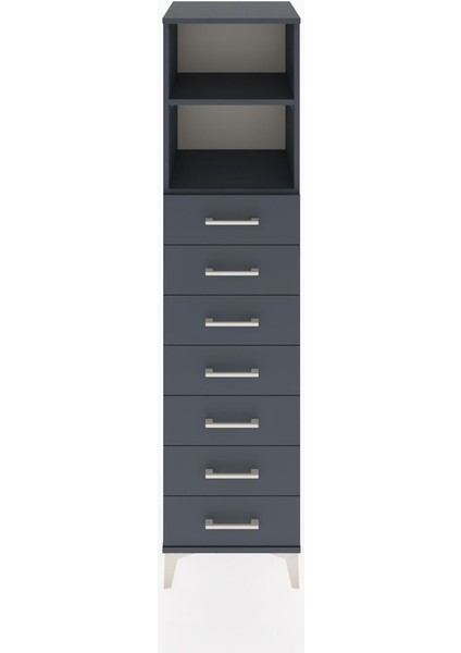 Hyperion Dolap 2 Raflı 7 Çekmeceli 44X44X182 Antrasit-Antrasit