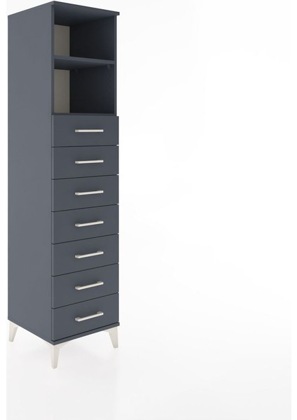 Hyperion Dolap 2 Raflı 7 Çekmeceli 44X44X182 Antrasit-Antrasit fiyatları