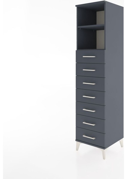 Hyperion Dolap 2 Raflı 7 Çekmeceli 44X44X182 Antrasit-Antrasit modelleri