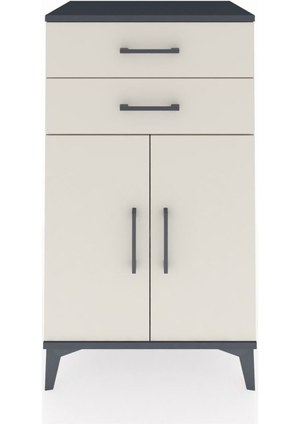 Hyperion Komodin Tek Raflı 2 Çekmeceli 2 Kapaklı 60X44X106 Antrasit-Aytaşı