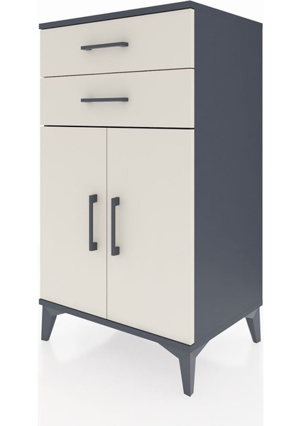 Hyperion Komodin Tek Raflı 2 Çekmeceli 2 Kapaklı 60X44X106 Antrasit-Aytaşı modelleri