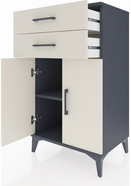 Hyperion Komodin Tek Raflı 2 Çekmeceli 2 Kapaklı 60X44X106 Antrasit-Aytaşı fırsatları