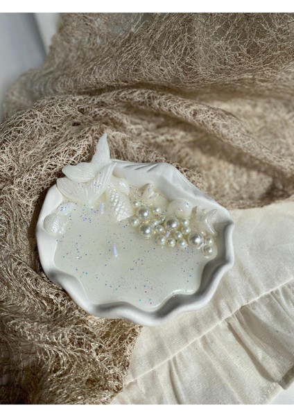 Istiridye Deniz Kabuğu Incili Tasarım Mum Soya Wax Mum
