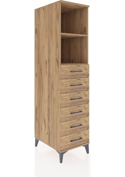 Kronos Dolap 2 Raflı 6 Çekmeceli 44X59X182 Çam-Çam fiyatları