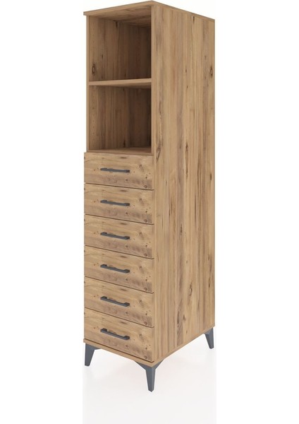 Kronos Dolap 2 Raflı 6 Çekmeceli 44X59X182 Çam-Çam modelleri