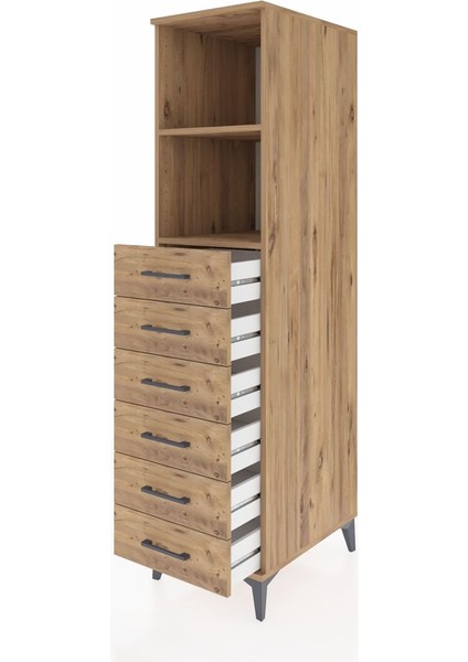 Kronos Dolap 2 Raflı 6 Çekmeceli 44X59X182 Çam-Çam fırsatları