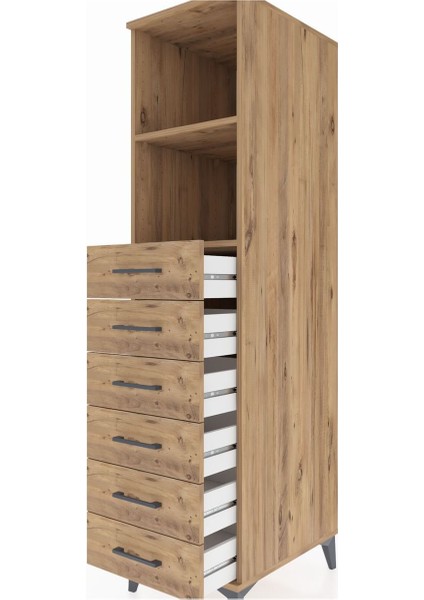 Kronos Dolap 2 Raflı 6 Çekmeceli 44X59X182 Çam-Çam indirimleri