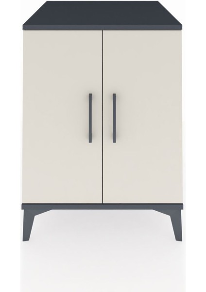 Kronos Komodin Tek Raflı 2 Kapaklı 60X59X80 Antrasit-Aytaşı