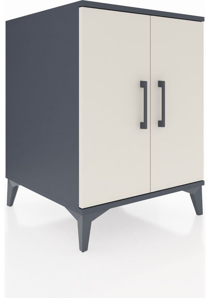 Kronos Komodin Tek Raflı 2 Kapaklı 60X59X80 Antrasit-Aytaşı fiyatları