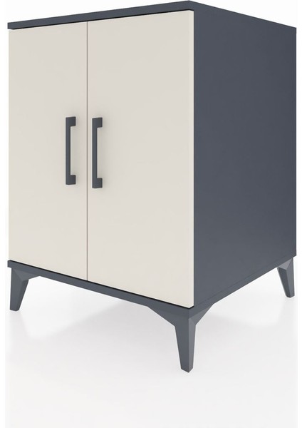 Kronos Komodin Tek Raflı 2 Kapaklı 60X59X80 Antrasit-Aytaşı modelleri