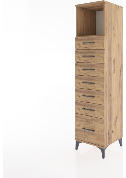 Hyperion Dolap Tek Raflı 7 Çekmeceli 44X44X182 Çam-Çam modelleri