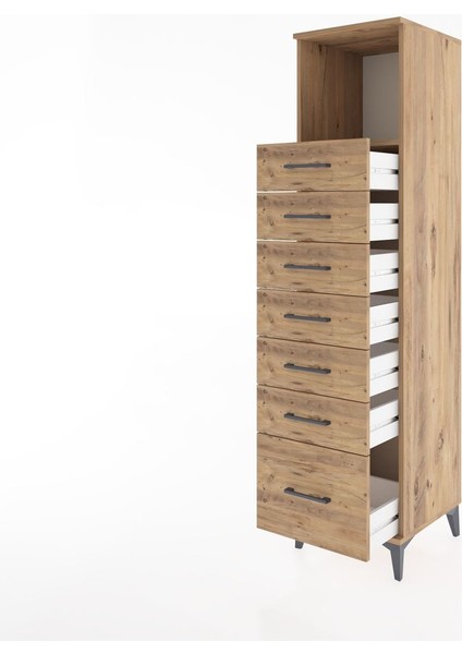 Hyperion Dolap Tek Raflı 7 Çekmeceli 44X44X182 Çam-Çam fırsatları