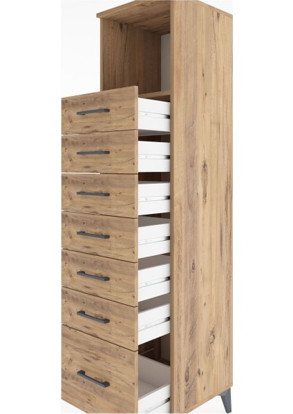 Hyperion Dolap Tek Raflı 7 Çekmeceli 44X44X182 Çam-Çam indirimleri
