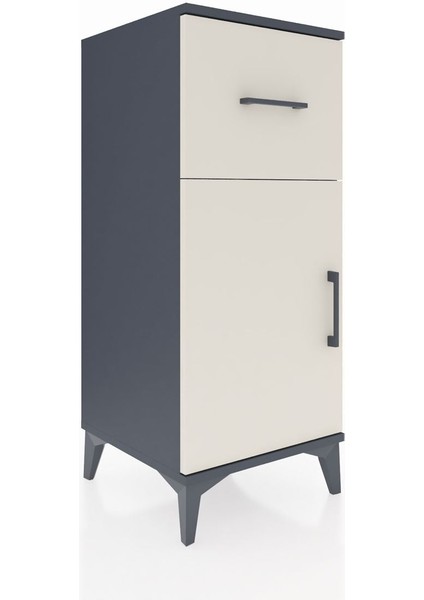 Hyperion Komodin Tek Raflı Tek Çekmeceli Tek Kapaklı 44X44X106 Antrasit-Aytaşı fiyatları