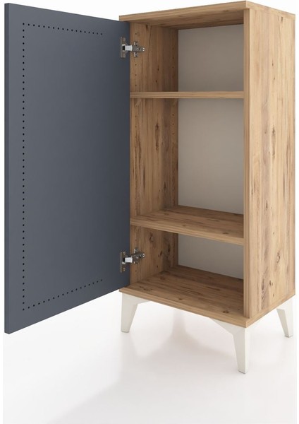 Arges Komodin 2 Raflı Tek Kapaklı 44X30X96 Çam-Antrasit fırsatları