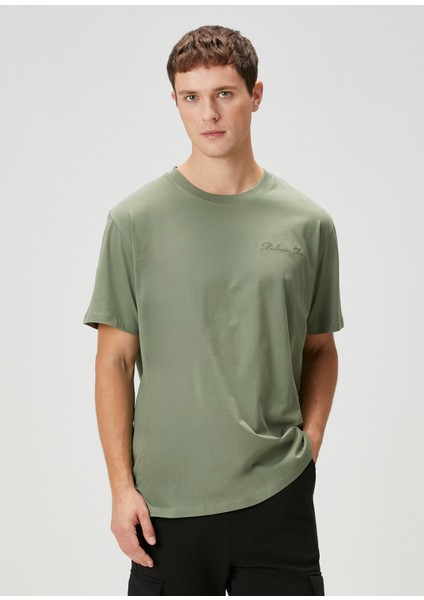Haki Logo Nakışlı T-Shirt