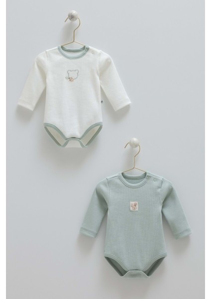 Hello Forest Ikili Uzun Kol Çıtçıtlı Body - Caramell - BE1955 - Yeşil - 3 - 6 Ay - BE1955-YEŞIL-3 - 6 Ay Yeşil