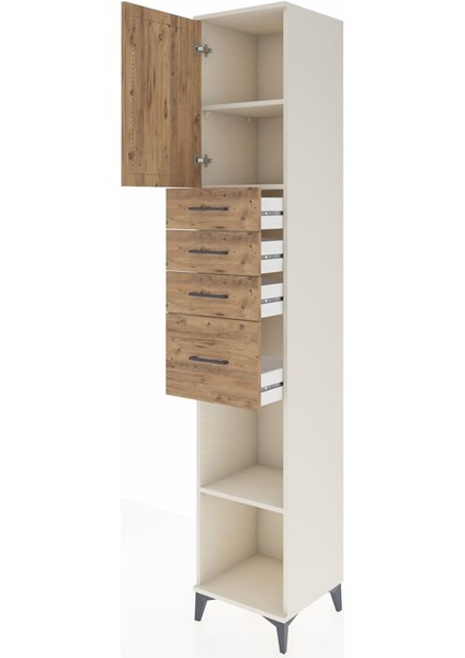 Hyperion Dolap 3 Raflı 4 Çekmeceli Tek Kapaklı 44X44X243 Aytaşı-Çam fırsatları