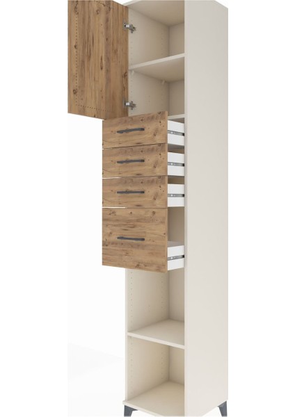 Hyperion Dolap 3 Raflı 4 Çekmeceli Tek Kapaklı 44X44X243 Aytaşı-Çam indirimleri