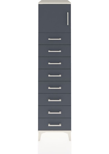 Kronos Dolap Tek Raflı 8 Çekmeceli Tek Kapaklı 44X59X182 Aytaşı-Antrasit