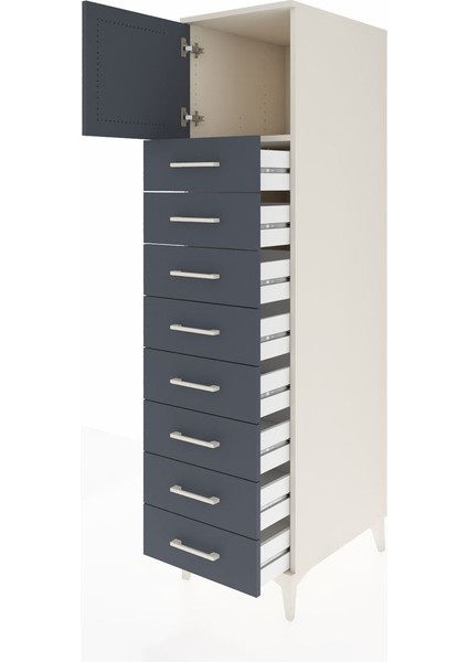 Kronos Dolap Tek Raflı 8 Çekmeceli Tek Kapaklı 44X59X182 Aytaşı-Antrasit fırsatları