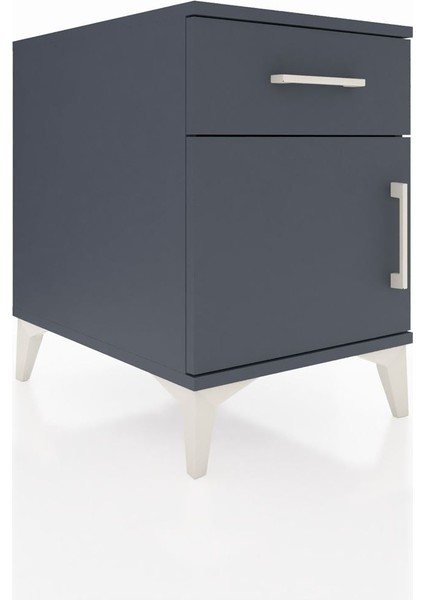 Kronos Komodin Tek Raflı Tek Çekmeceli Tek Kapaklı 44X59X64 Antrasit-Antrasit fiyatları