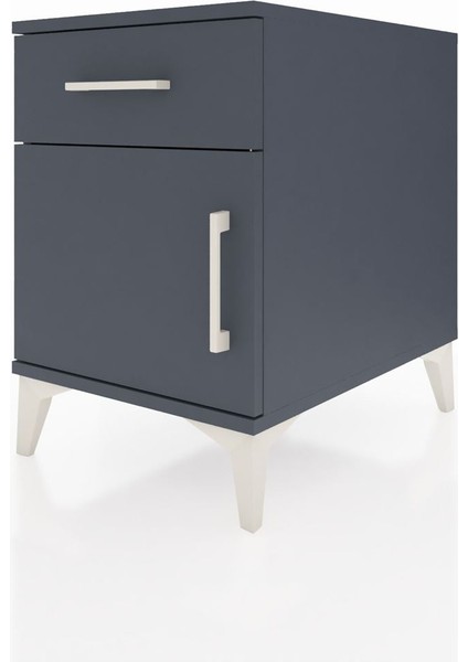 Kronos Komodin Tek Raflı Tek Çekmeceli Tek Kapaklı 44X59X64 Antrasit-Antrasit modelleri